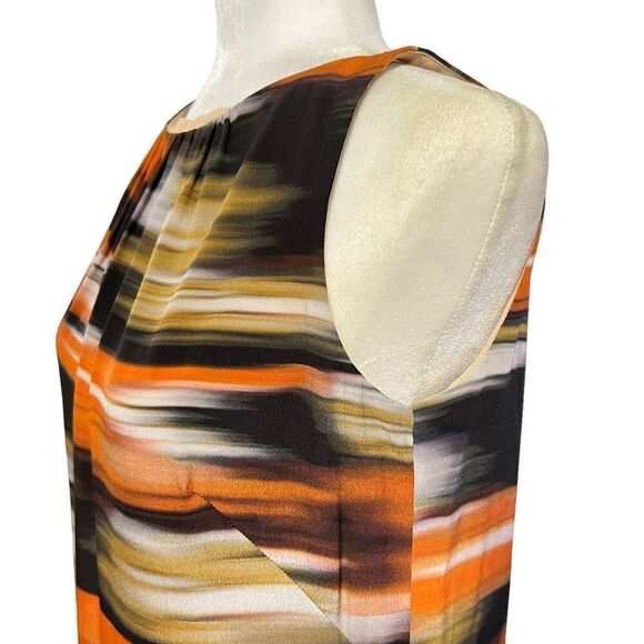 AKRIS PUNTO Size Small 4 Sleeveless Bateau Neck Pleated Shift Dress Multicolor - Picture 6 of 13